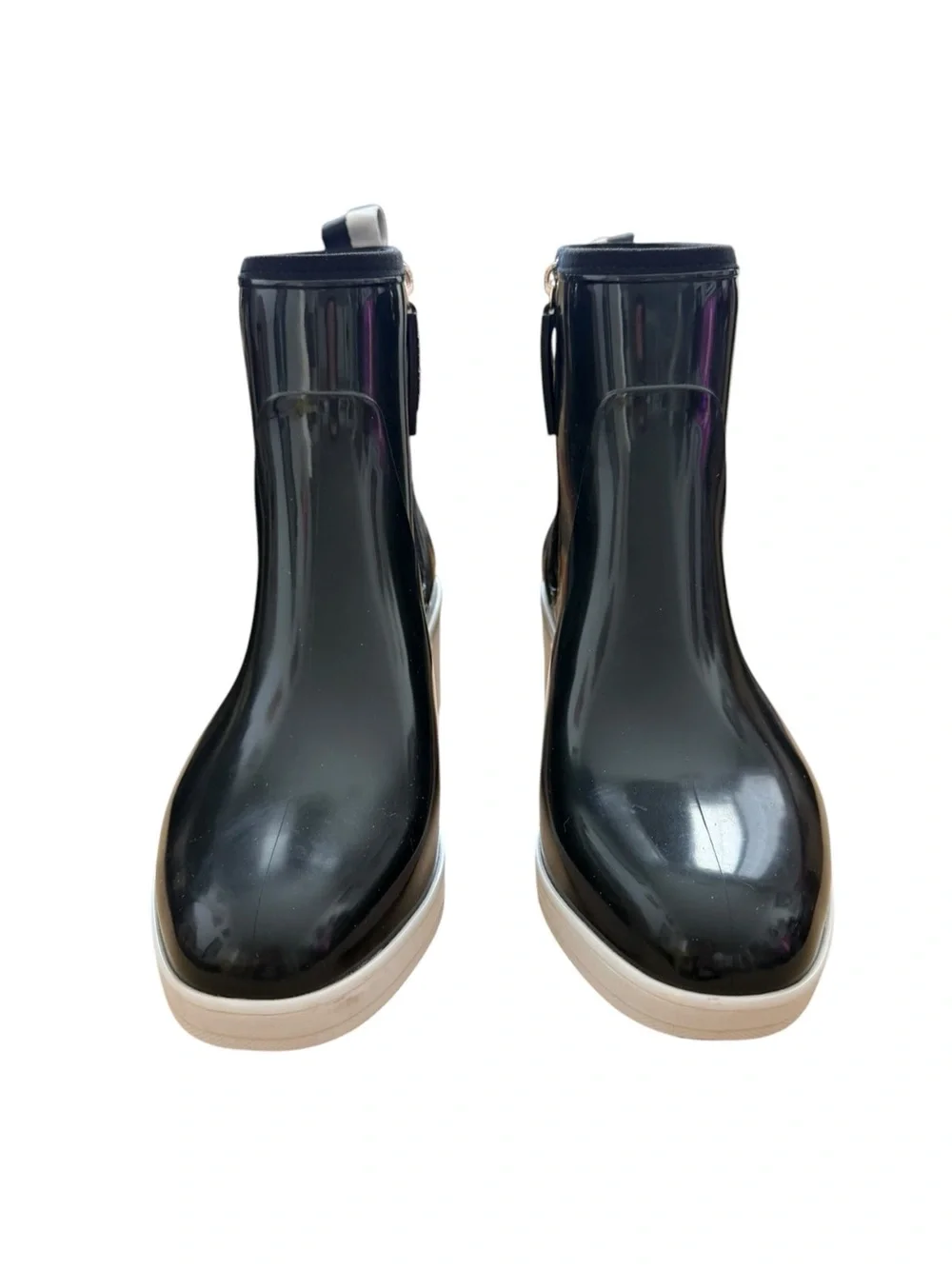 Kate Spade Black Puddle Block Heel Rain Boots